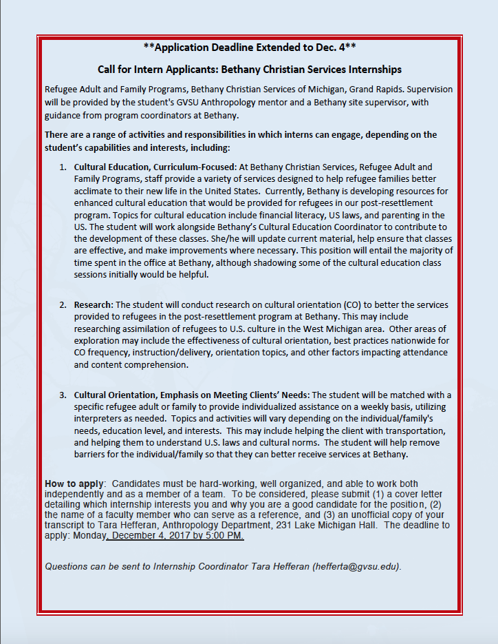 Internship Opportunities- Extended